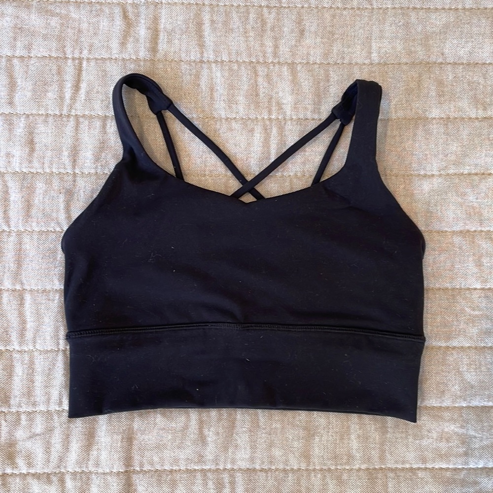ACTA Black Sports Bra. Criss-cross straps, black, small